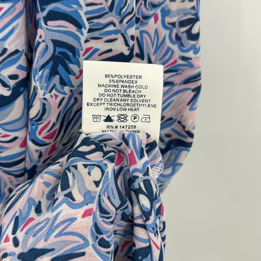 Simply Southern Smock dress-Pink & Blue Leaf Print-Size Large NWT - Picture 7 of 8